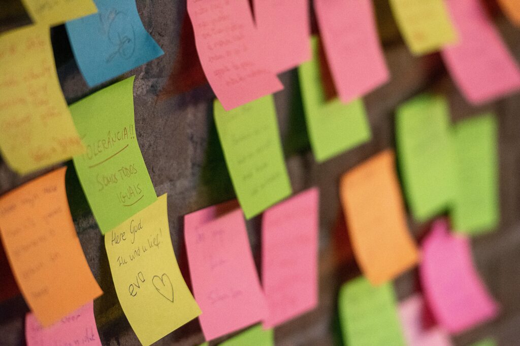Notes on a board mapping customer needs